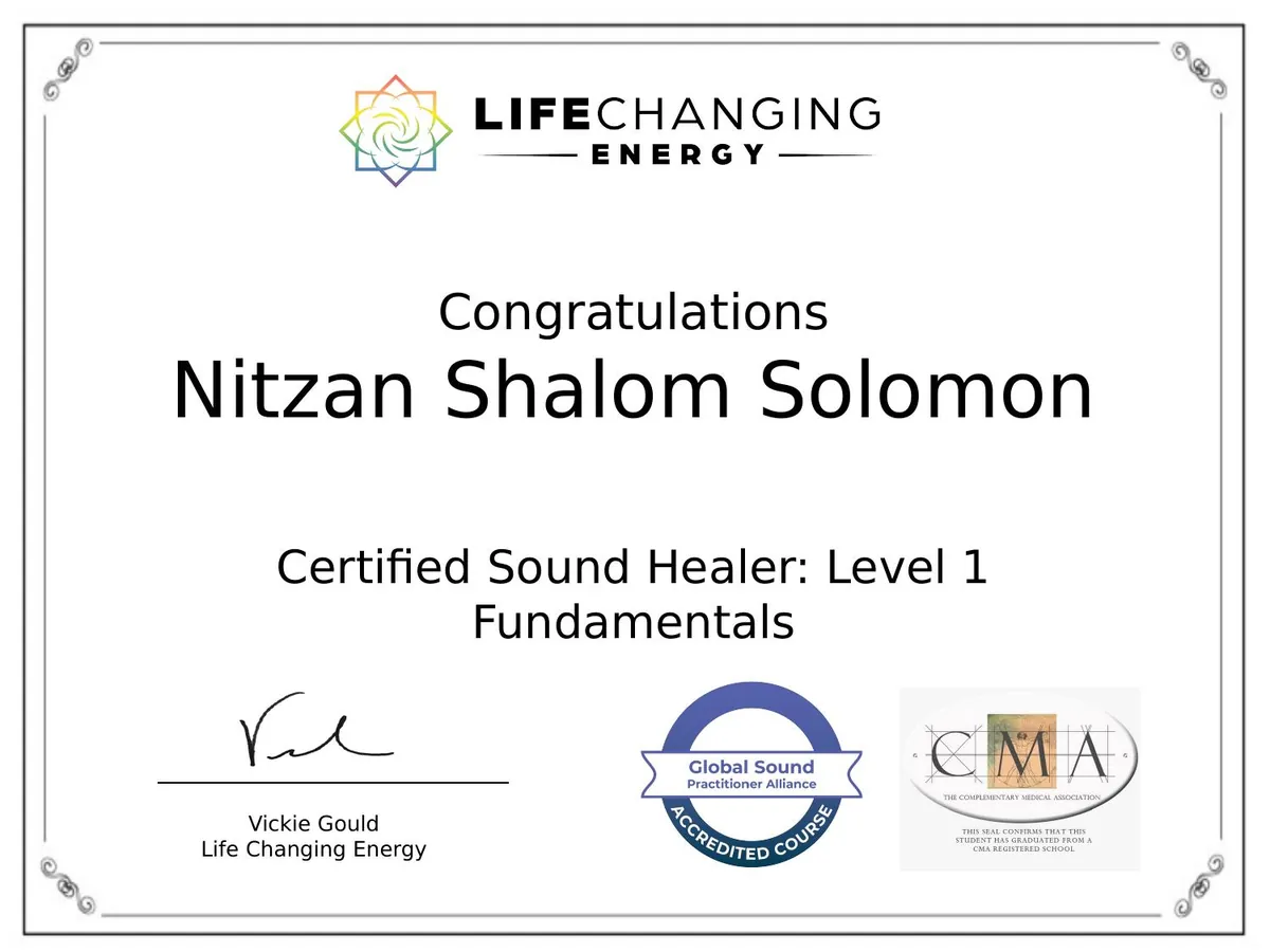 Certificate — Sound Healing — Level 1