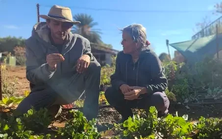 Working together in the field at the biodynamic farm