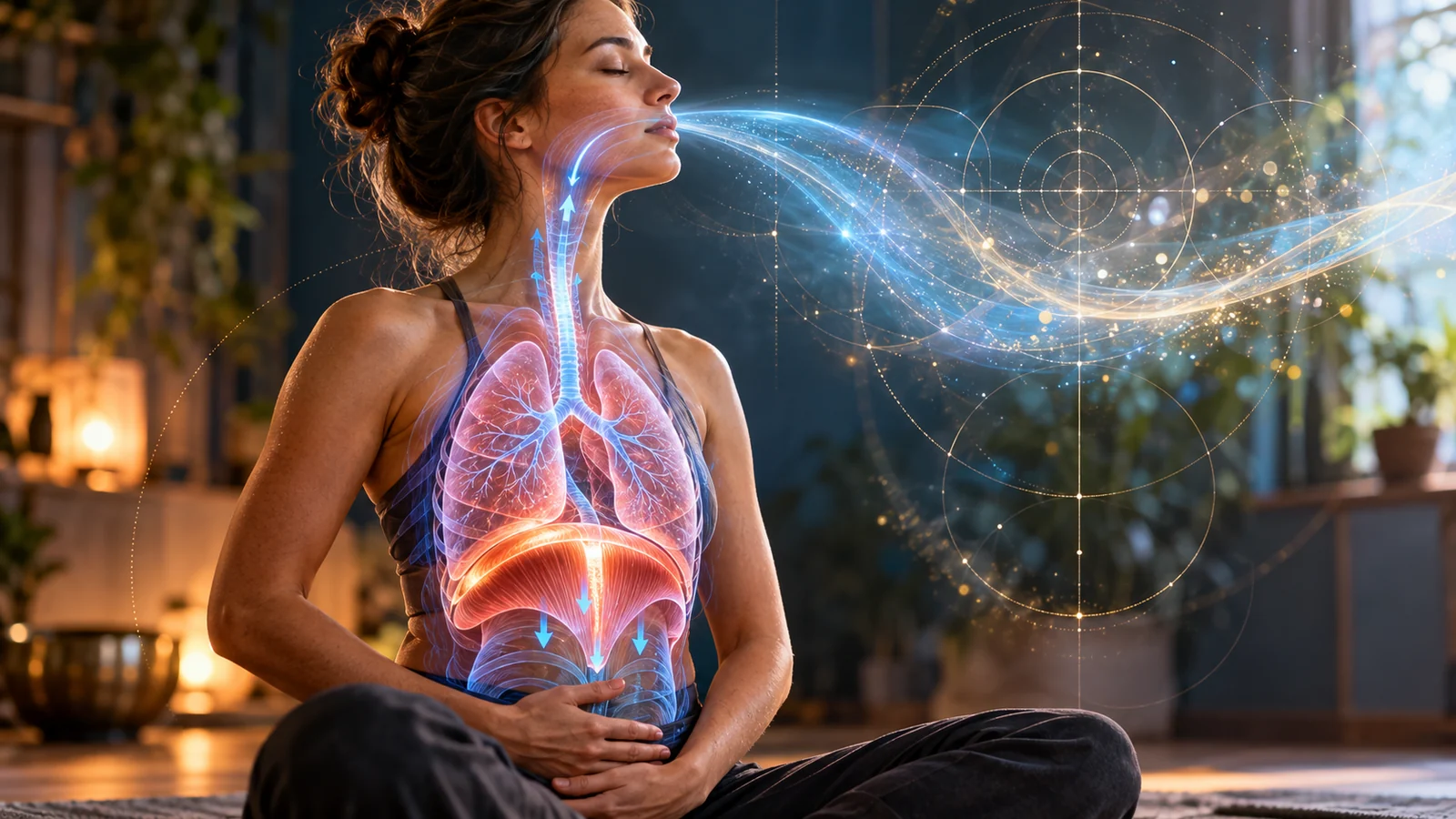 Visualization of rib and diaphragm movement during deeper breathing