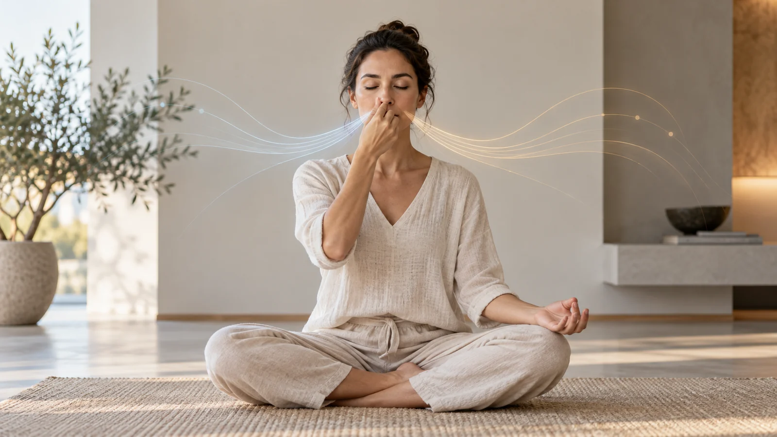 Pranayama alternate-nostril breathing practice
